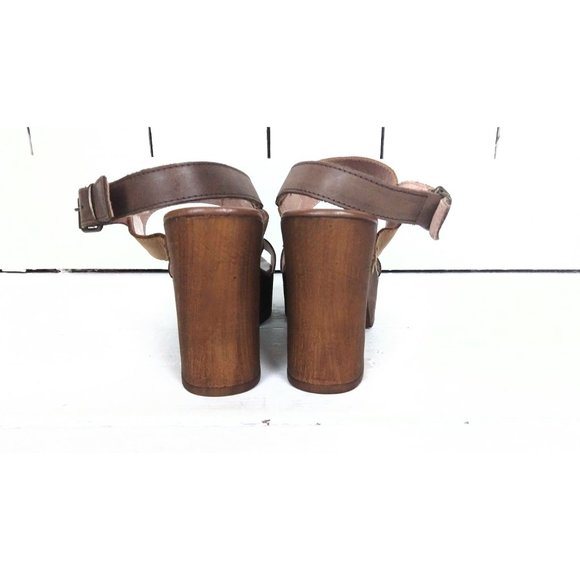 Musse and Cloud open toe platform brown leather sanda - Picture 6 of 8